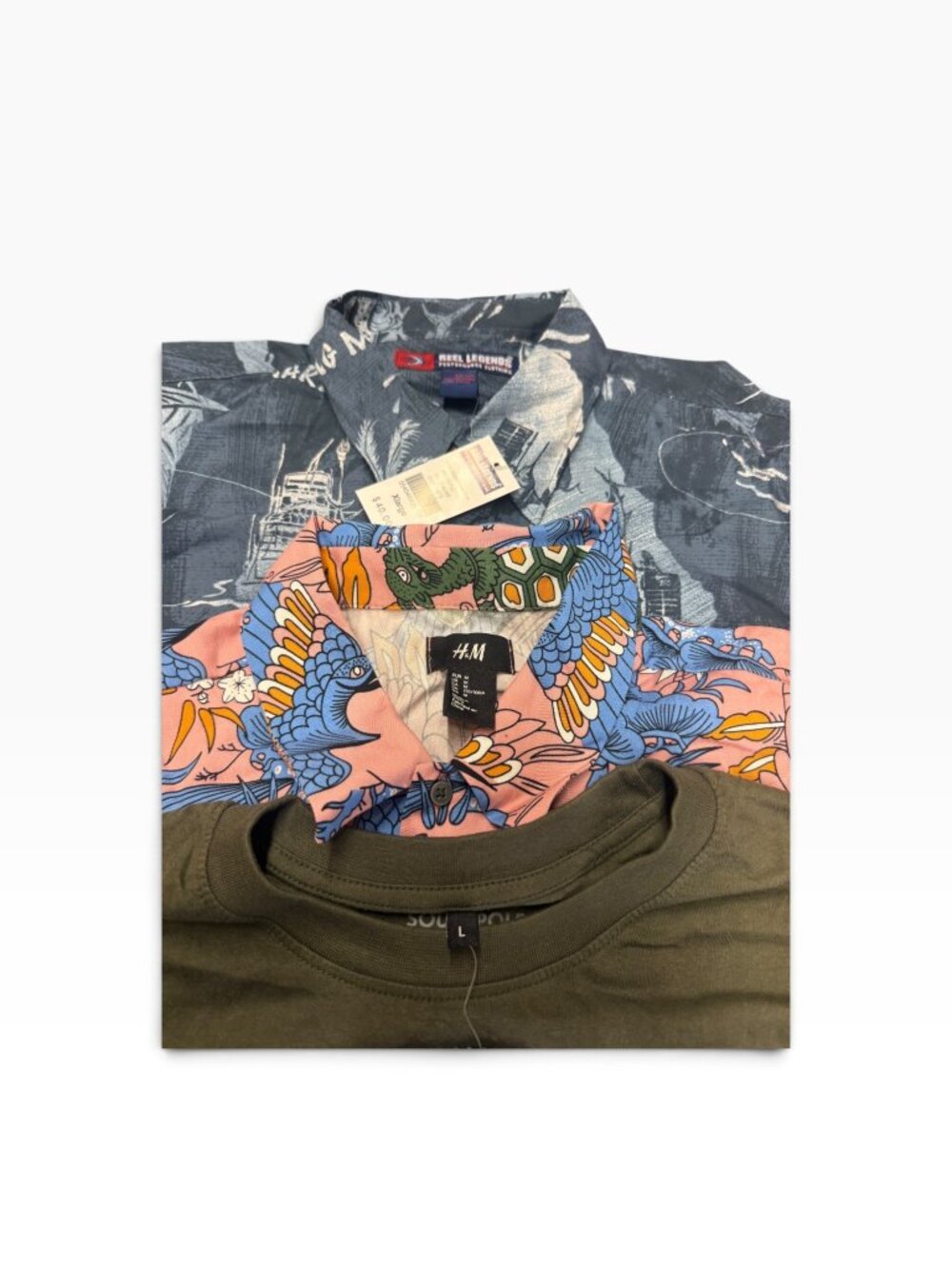 Men's Shirt Lot of 3 Reel Legends Southpole H&M XL, Large Graphic t shirt ( Preo